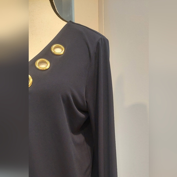 Michael Kors Elegant Black Top with Gold Accents - Picture 3 of 7